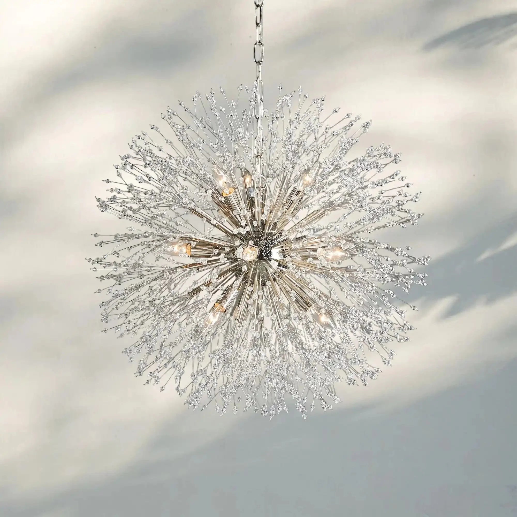 Dandelion Round Chandelier 22''30''43'' - Silver30"Joyfuzzy