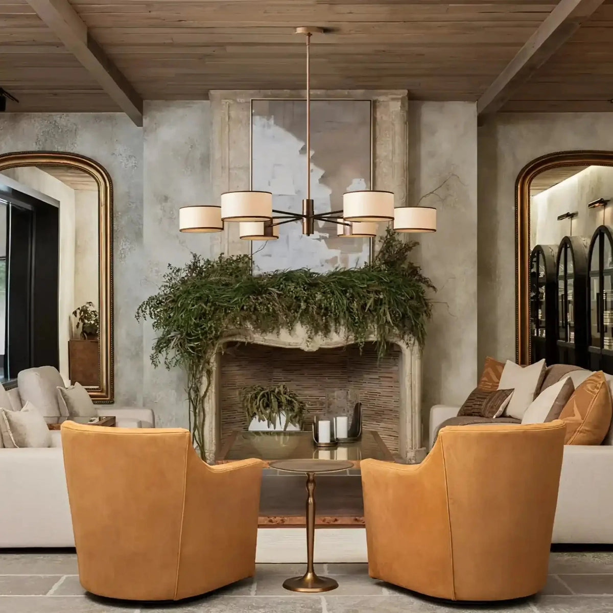 Daphne Round Chandelier 48''60'' - 48"Black & WhiteJoyfuzzy