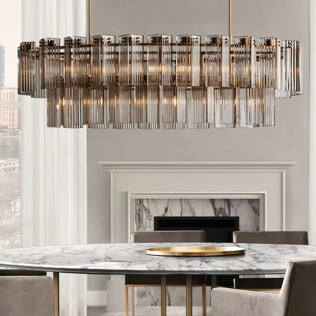 Delsie Oval Chandelier - 63''BrassClearJoyfuzzy