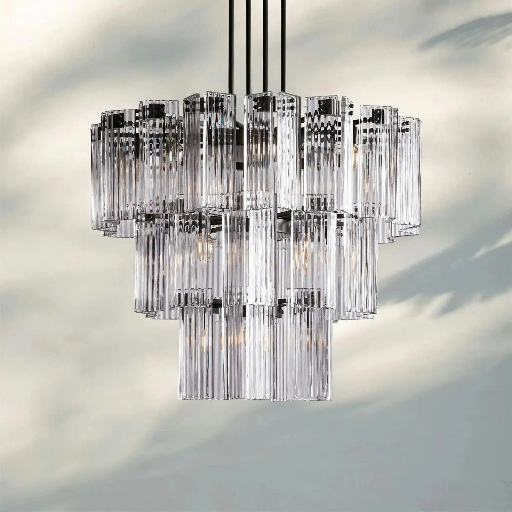 Delsie Round Chandelier 38''48''60'' - 38‘’BrassClearJoyfuzzy