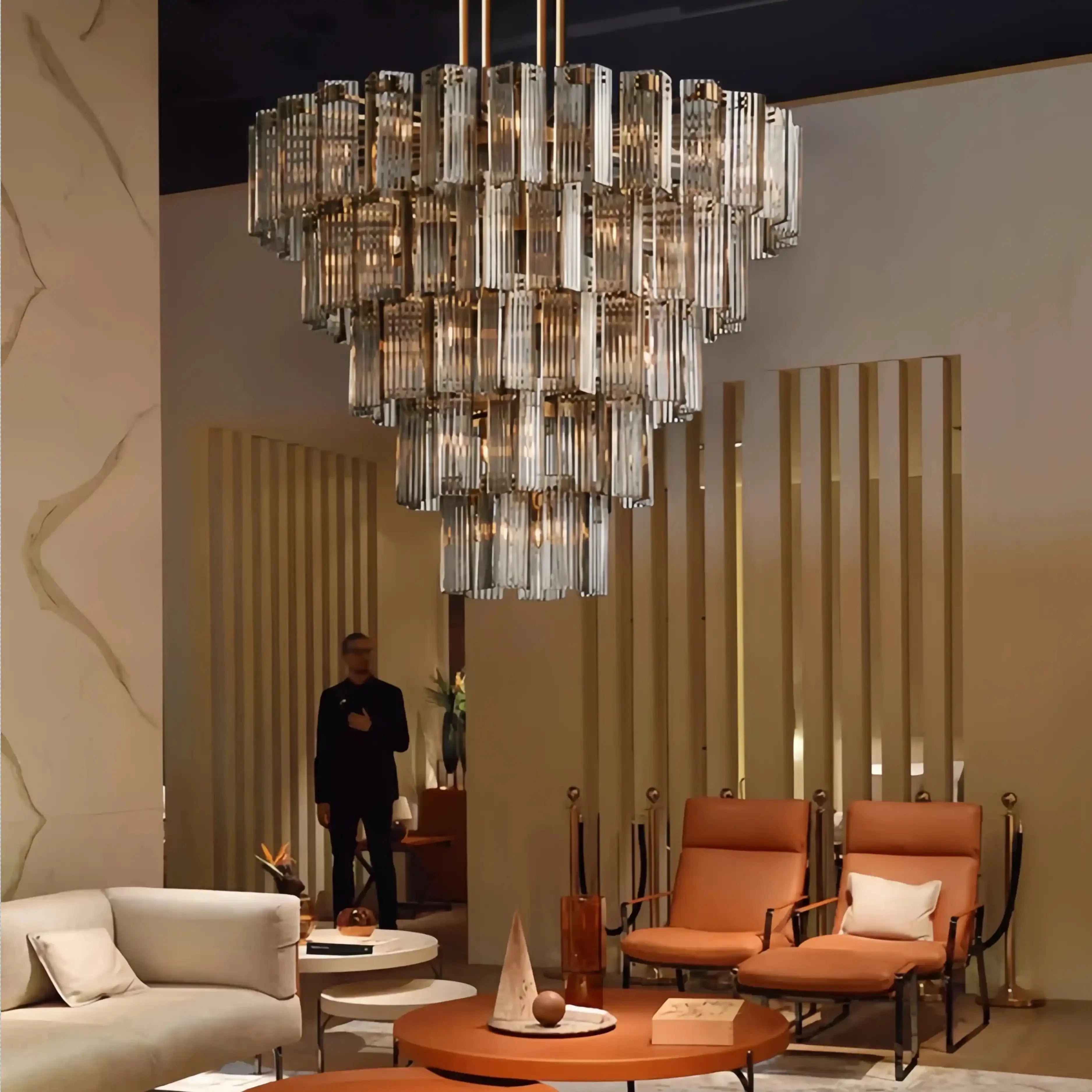 Delsie Round Chandelier 38''48''60'' - 38‘’BrassClearJoyfuzzy