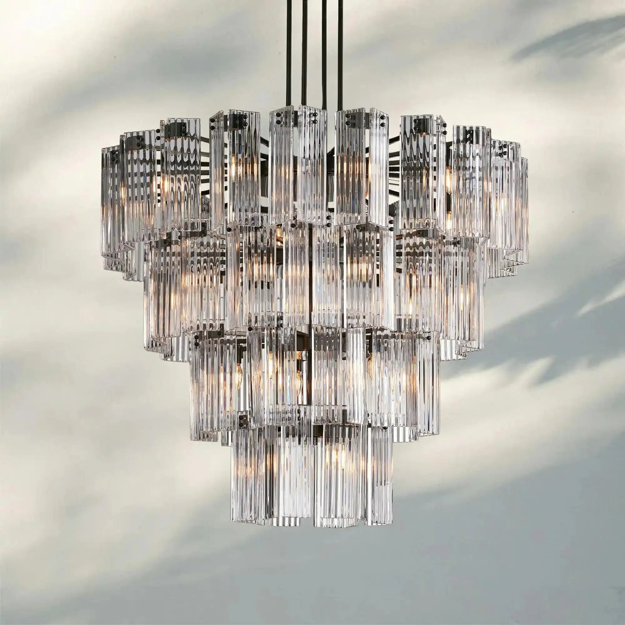 Delsie Round Chandelier 38''48''60'' - 48‘’BronzeClearJoyfuzzy