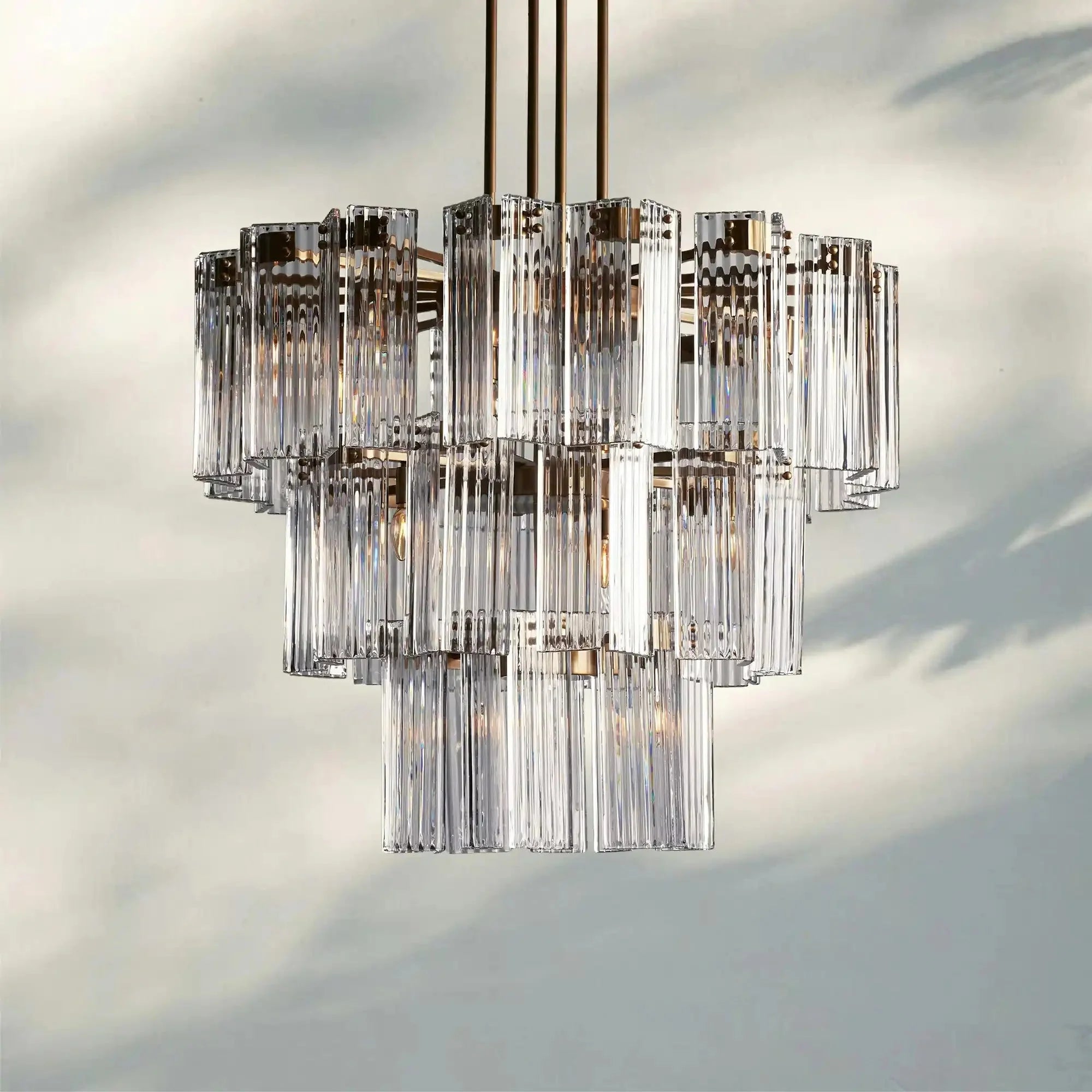 Delsie Round Chandelier 38''48''60'' - 38‘’BrassClearJoyfuzzy