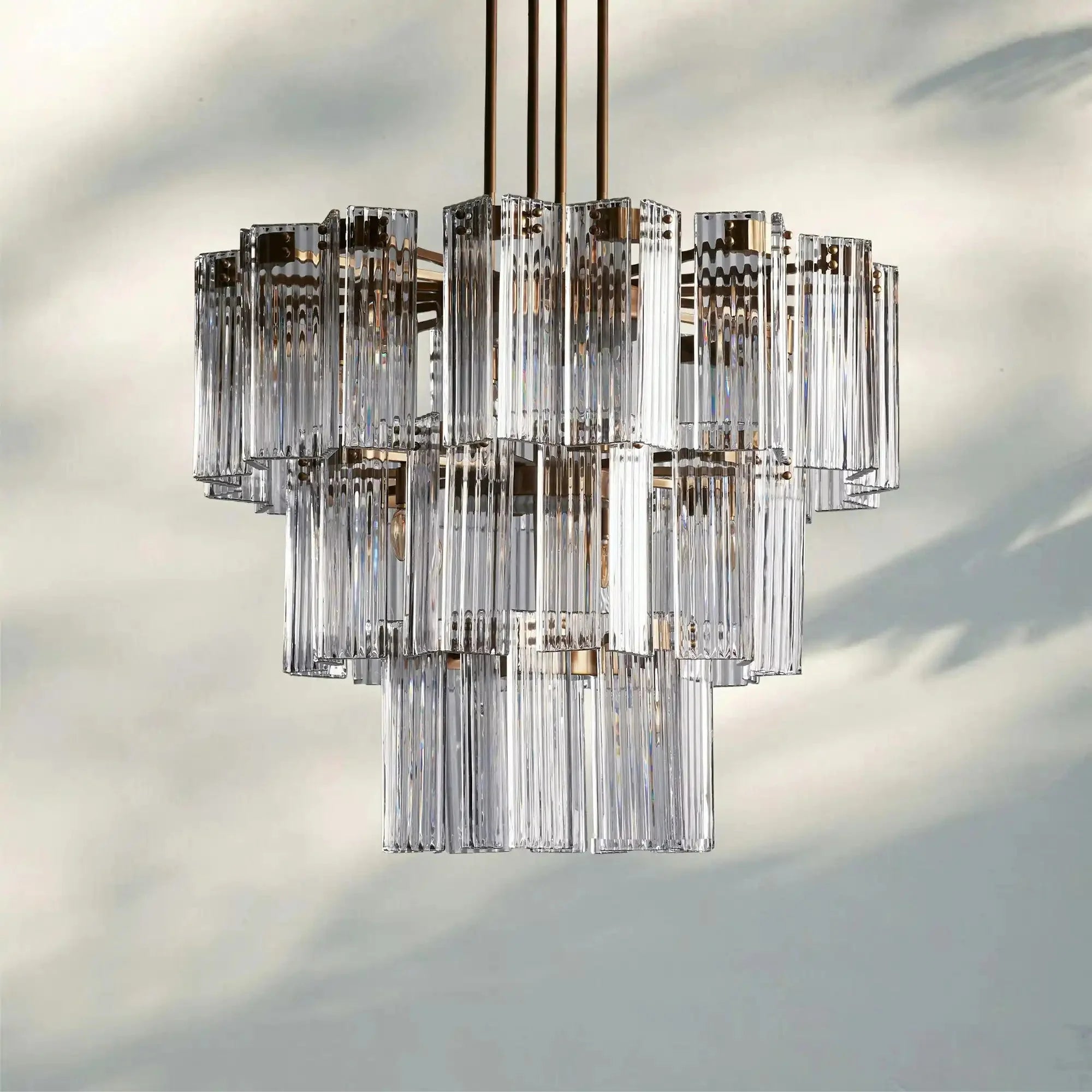 Delsie Round Chandelier 38''48''60'' - 38‘’BrassClearJoyfuzzy