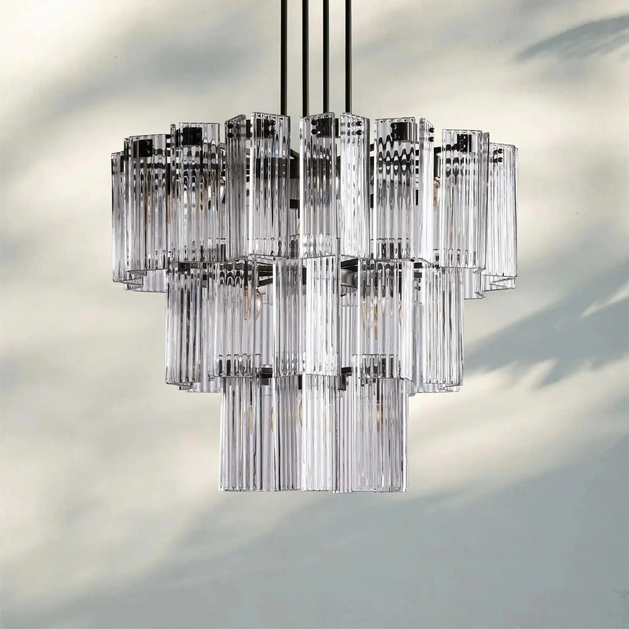 Delsie Round Chandelier 38''48''60'' - 38‘’BronzeClearJoyfuzzy