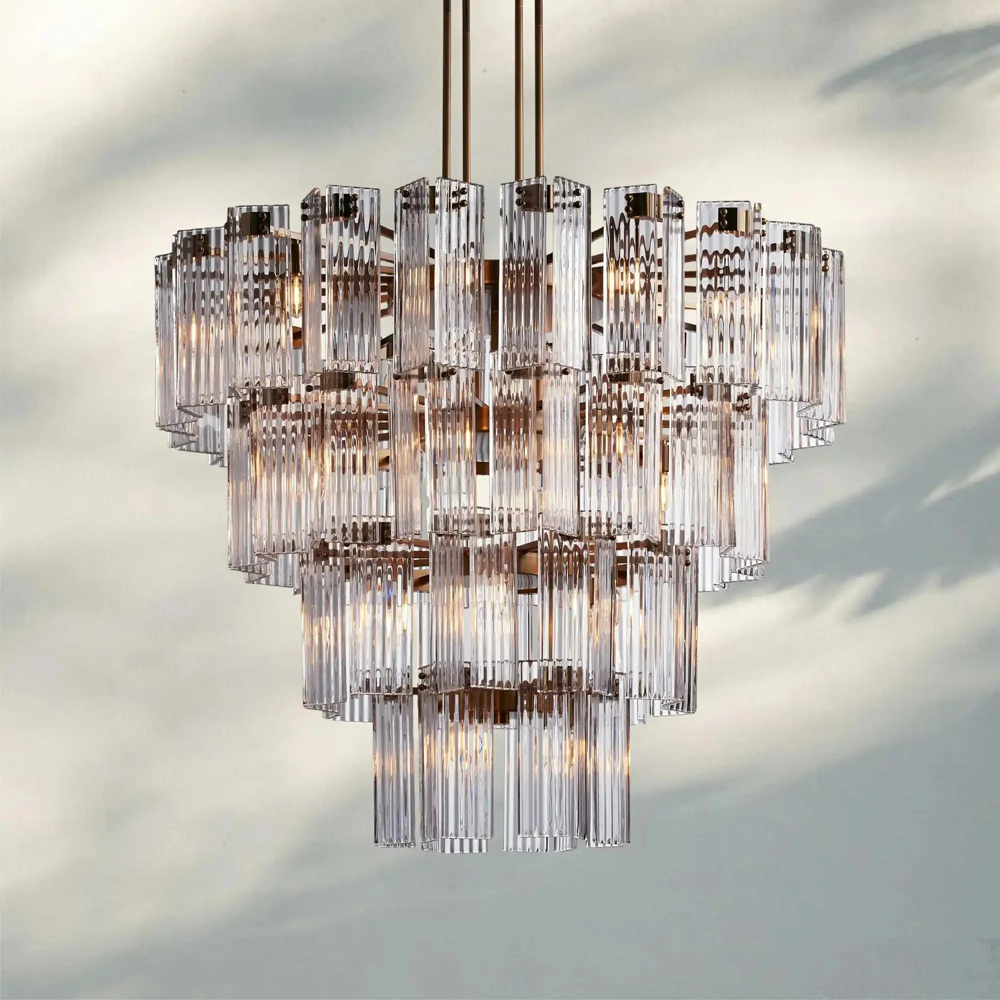 Delsie Round Chandelier 38''48''60'' - 48‘’BrassClearJoyfuzzy