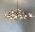 Designer Favorite Brass Branch Chandelier with Artistic Flower Glass for Dining Room Living Room and Kitchen Island - Round/12 Lights/D23.6