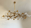 Designer Favorite Brass Branch Chandelier with Artistic Flower Glass for Dining Room Living Room and Kitchen Island - Round/12 Lights/D23.6