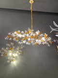 Designer Favorite Brass Branch Chandelier with Artistic Flower Glass for Dining Room Living Room and Kitchen Island - Round/12 Lights/D23.6