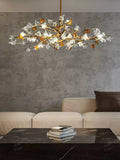 Designer Favorite Brass Branch Chandelier with Artistic Flower Glass for Dining Room Living Room and Kitchen Island - Round/12 Lights/D23.6