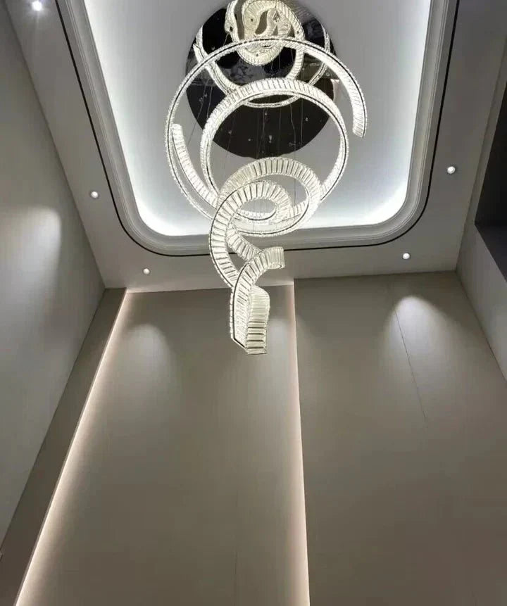 Designer Foyer Living Room Ceiling Light Fixture Stylish Spiral Crystal Chandelier for Hotel Entrance - Joyfuzzy