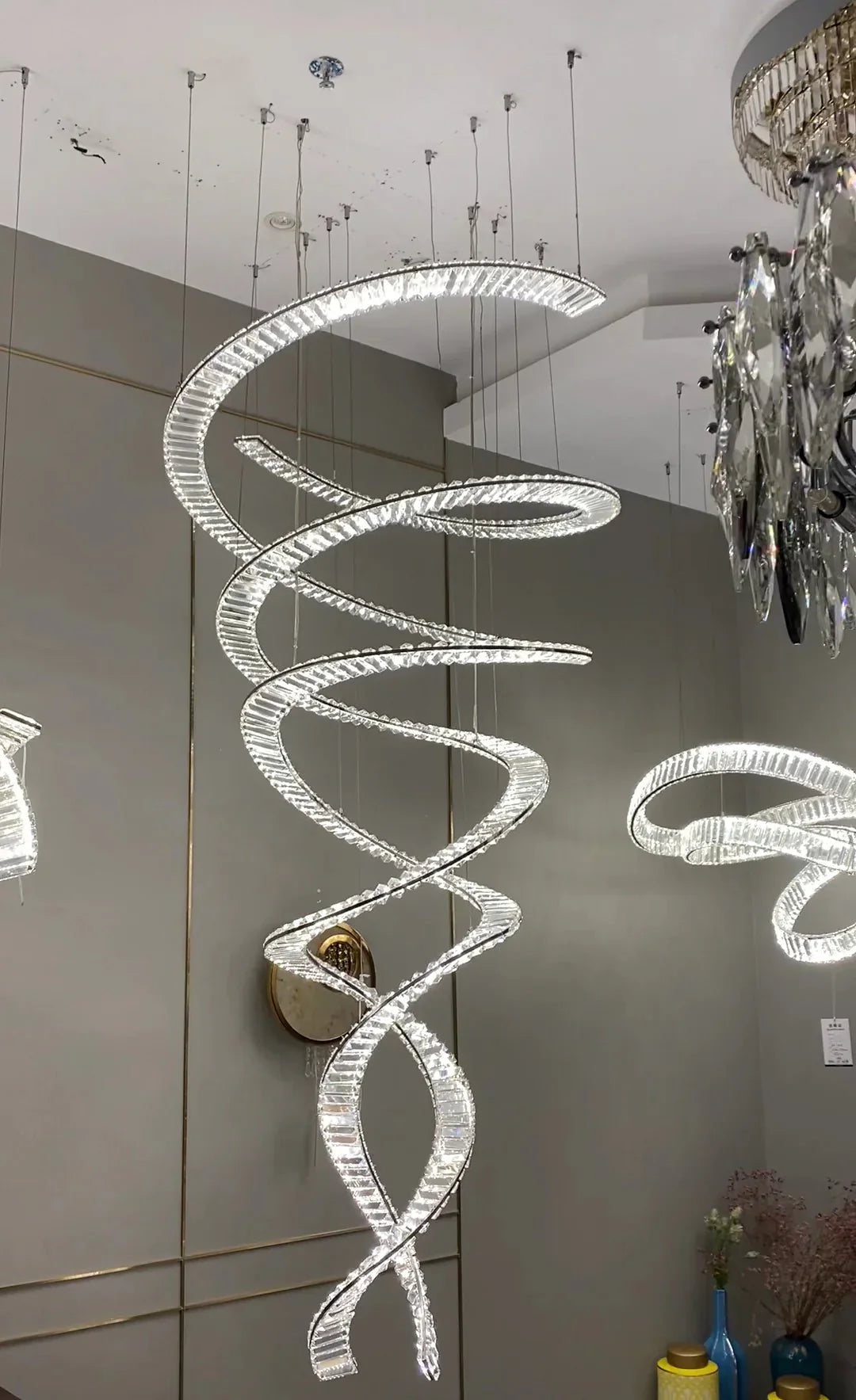 Designer Foyer Living Room Ceiling Light Fixture Stylish Spiral Crystal Chandelier for Hotel Entrance - Joyfuzzy