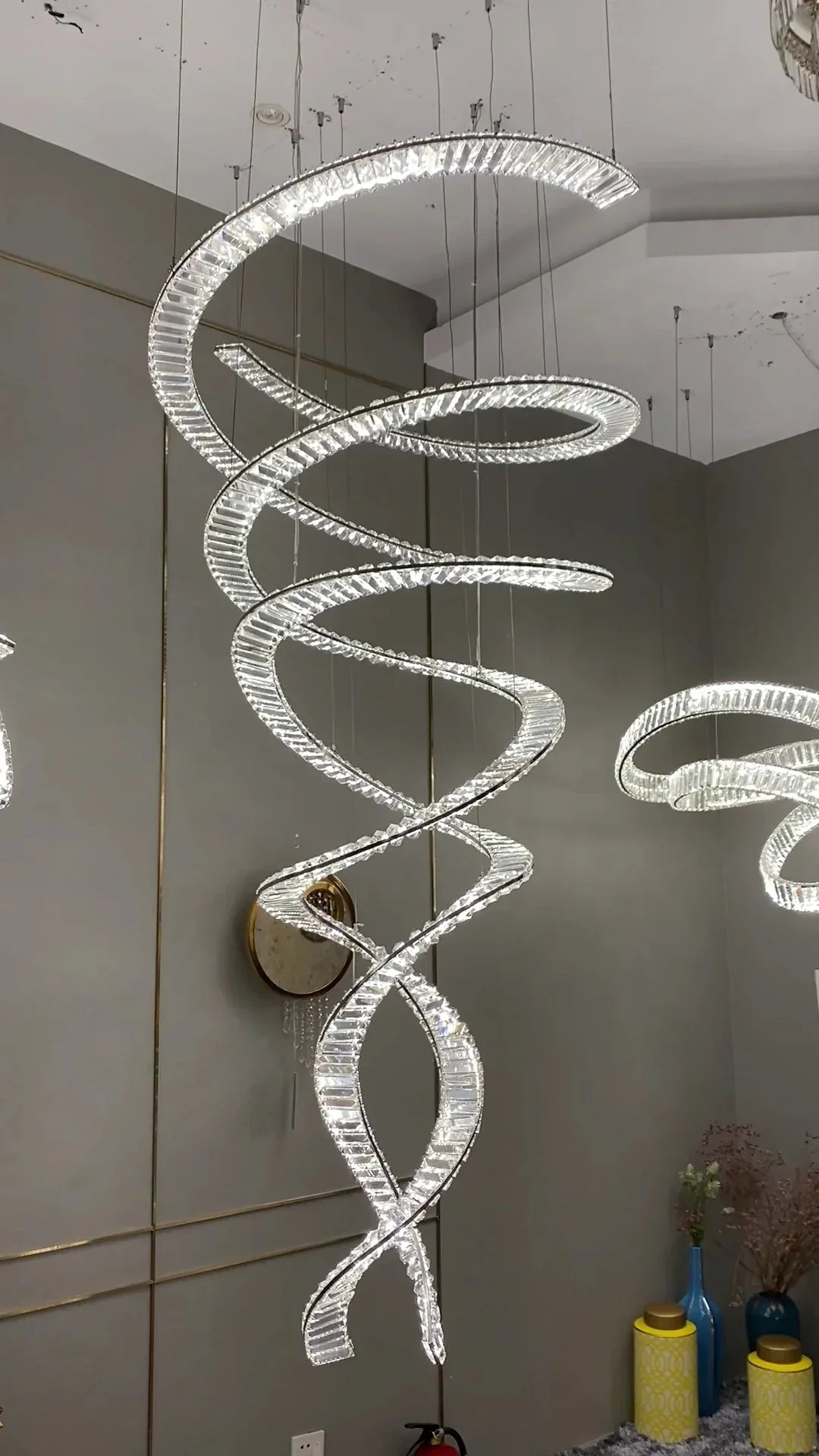 Designer Foyer Living Room Ceiling Light Fixture Stylish Spiral Crystal Chandelier for Hotel Entrance - Joyfuzzy