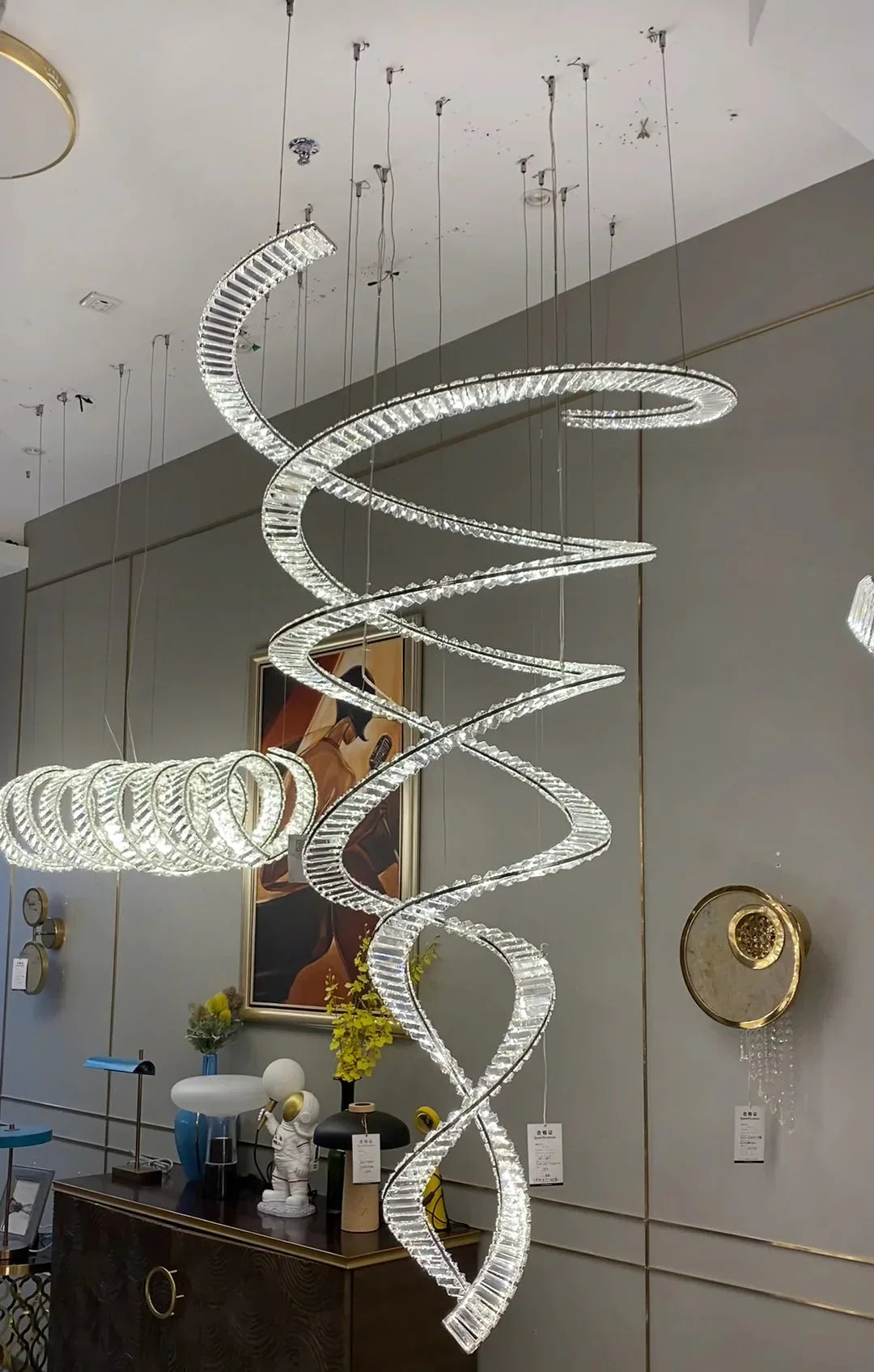 Designer Foyer Living Room Ceiling Light Fixture Stylish Spiral Crystal Chandelier for Hotel Entrance - Joyfuzzy
