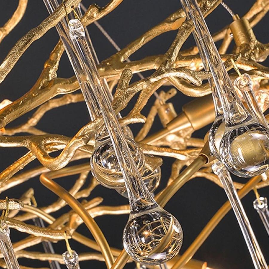 Doris Branch Crystal Chandelier Light - GoldLength 100 cm x Width 62 cm x Height 50 cmJoyfuzzy