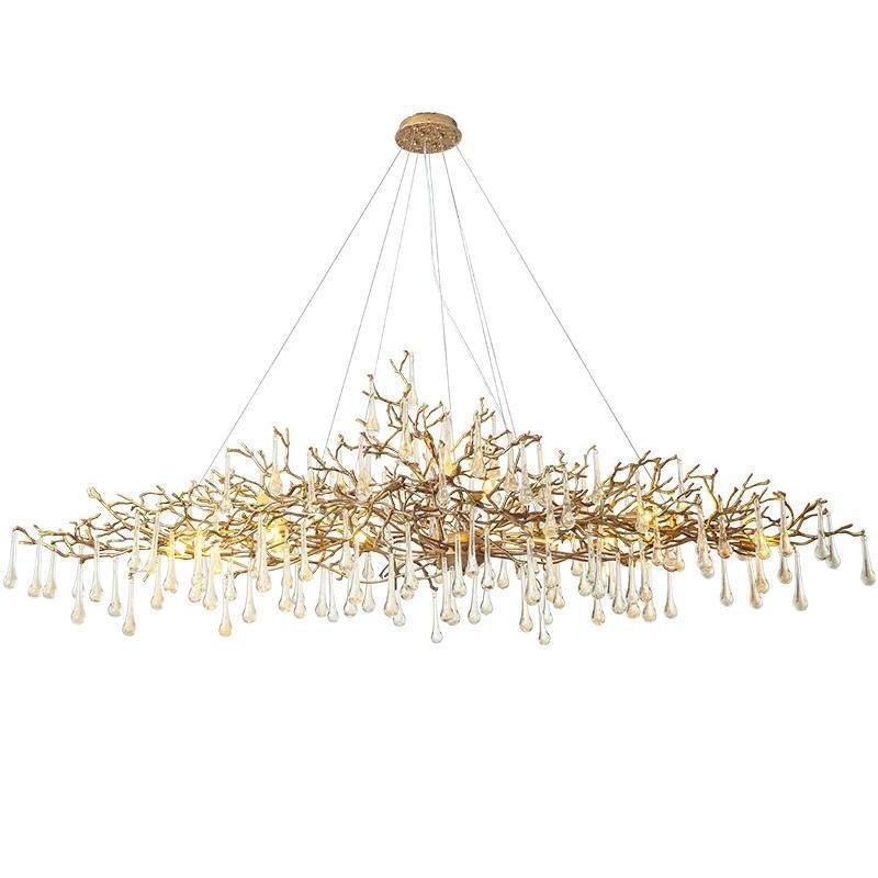 Doris Branch Crystal Chandelier Light - GoldLength 100 cm x Width 62 cm x Height 50 cmJoyfuzzy