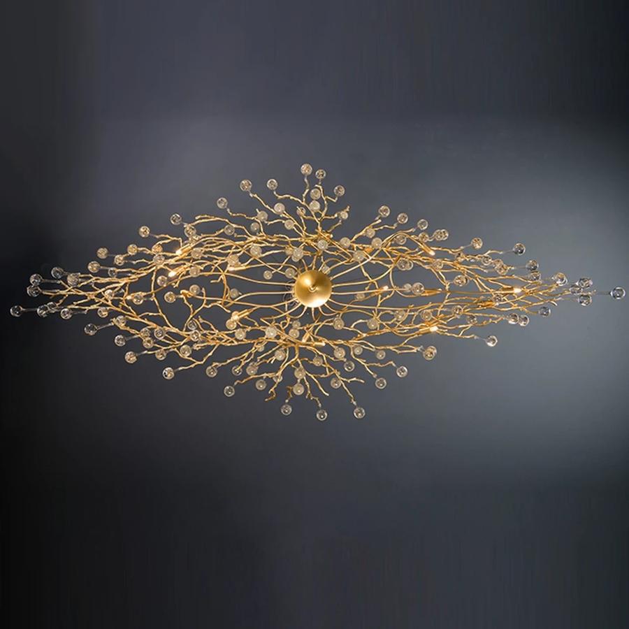 Doris Branch Crystal Chandelier Light - GoldLength 100 cm x Width 62 cm x Height 50 cmJoyfuzzy
