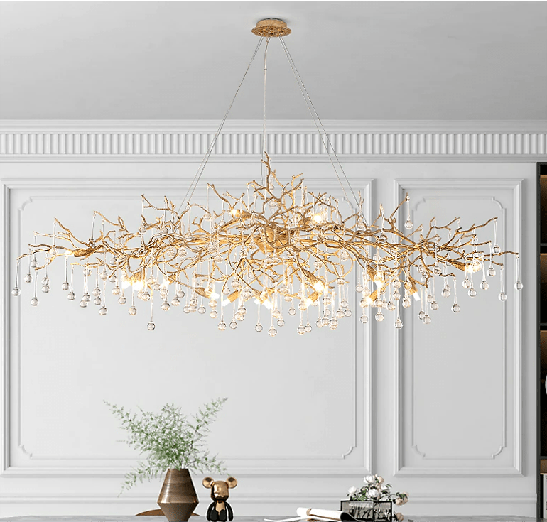 Doris Branch Crystal Chandelier Light - GoldLength 100 cm x Width 62 cm x Height 50 cmJoyfuzzy