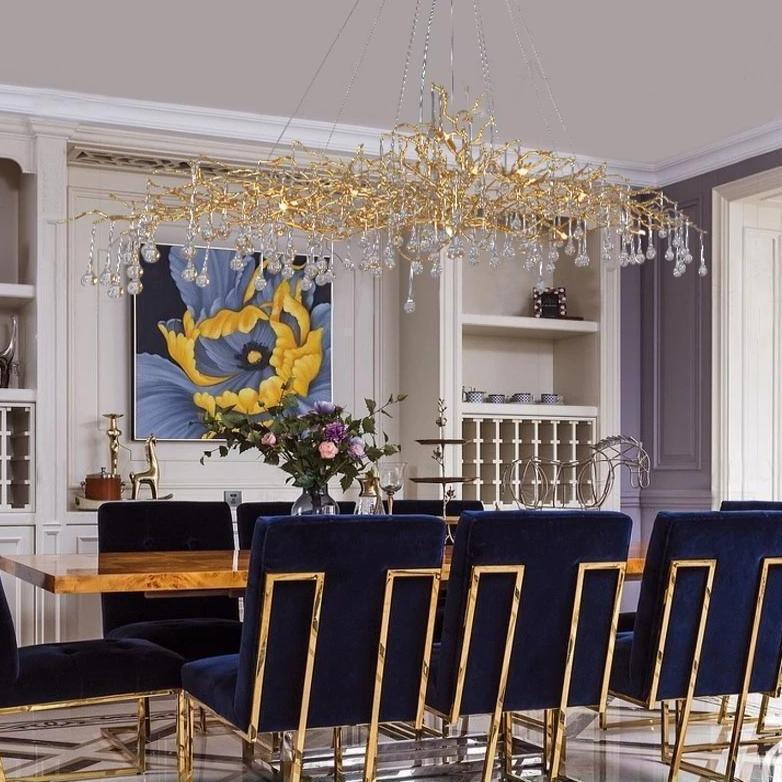 Doris Branch Crystal Chandelier Light - GoldLength 100 cm x Width 62 cm x Height 50 cmJoyfuzzy