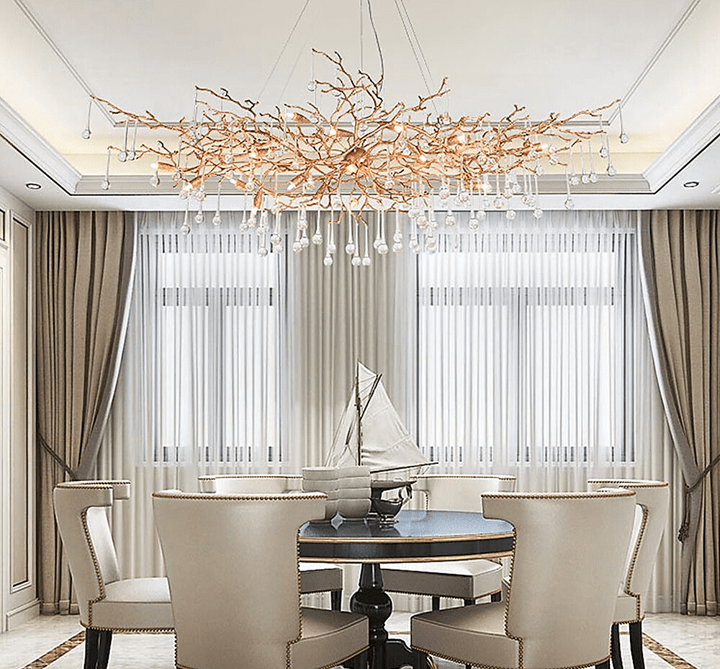 Doris Branch Crystal Chandelier Light - GoldLength 100 cm x Width 62 cm x Height 50 cmJoyfuzzy