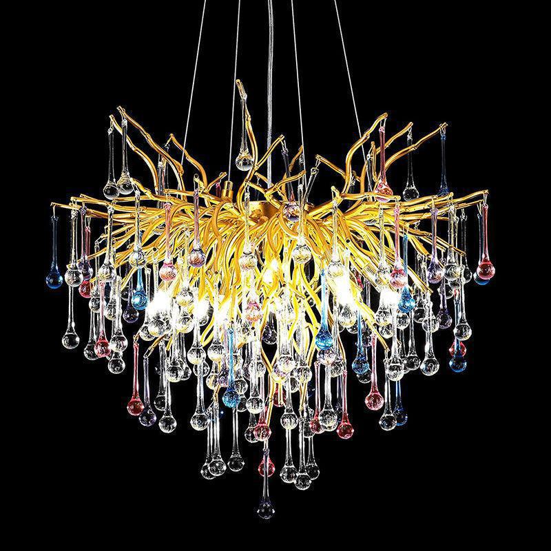 Doris Crystal Branch Chandelier 23.5"D Gold - Joyfuzzy
