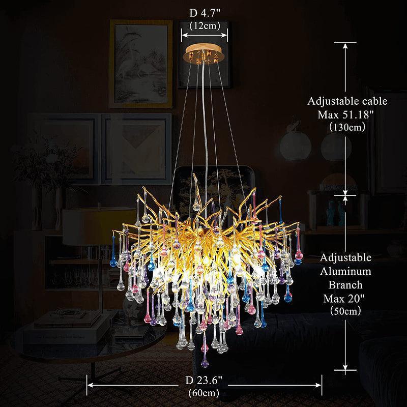 Doris Crystal Branch Chandelier 23.5"D Gold - Joyfuzzy