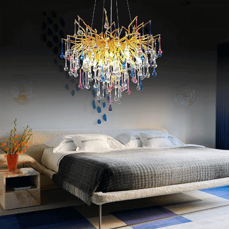 Doris Crystal Branch Chandelier 23.5"D Gold - Joyfuzzy