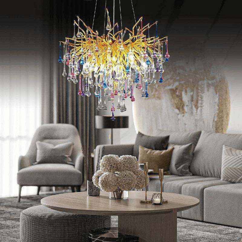 Doris Crystal Branch Chandelier 23.5"D Gold - Joyfuzzy