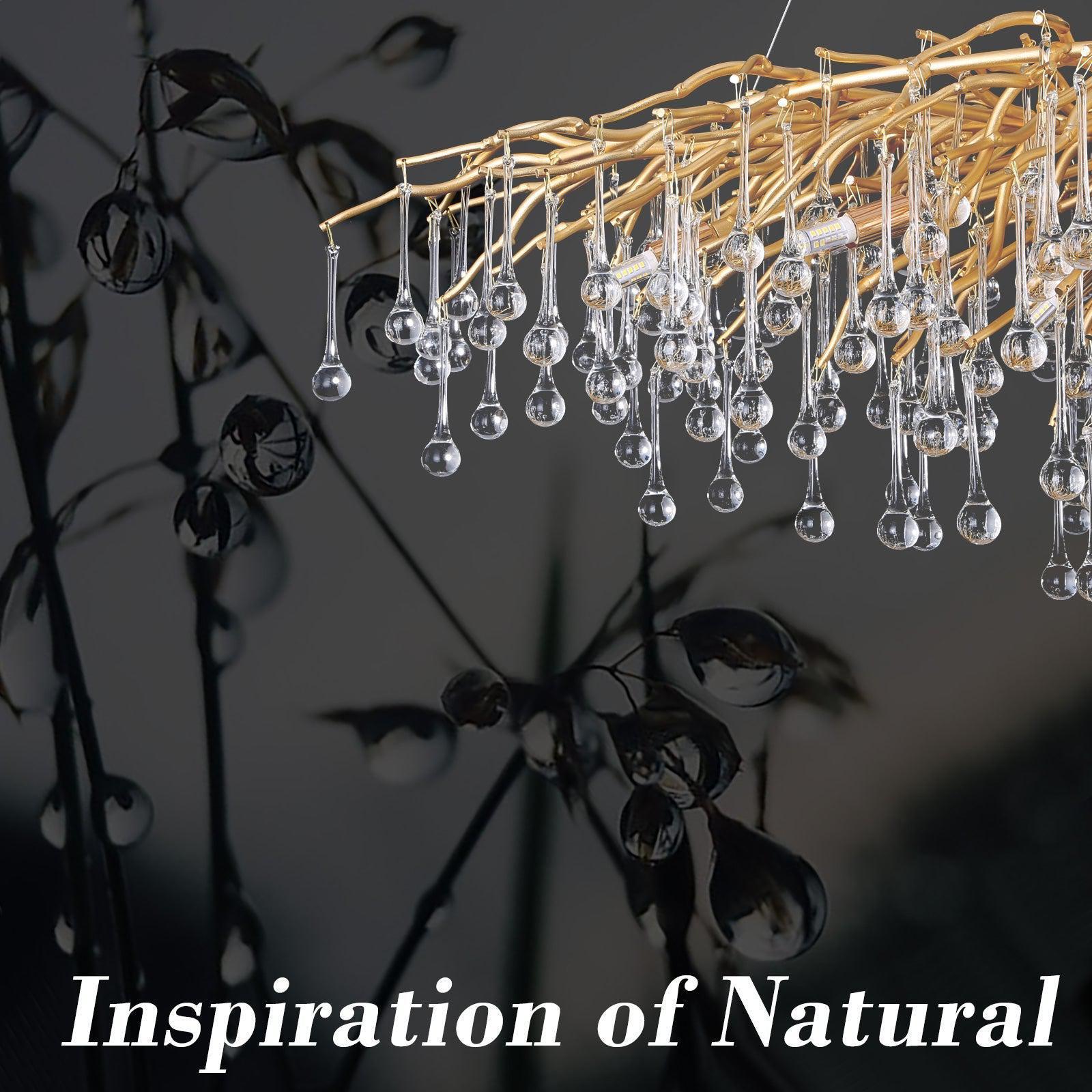 Doris Crystal Rectangular Branch Chandelier L45" - Joyfuzzy