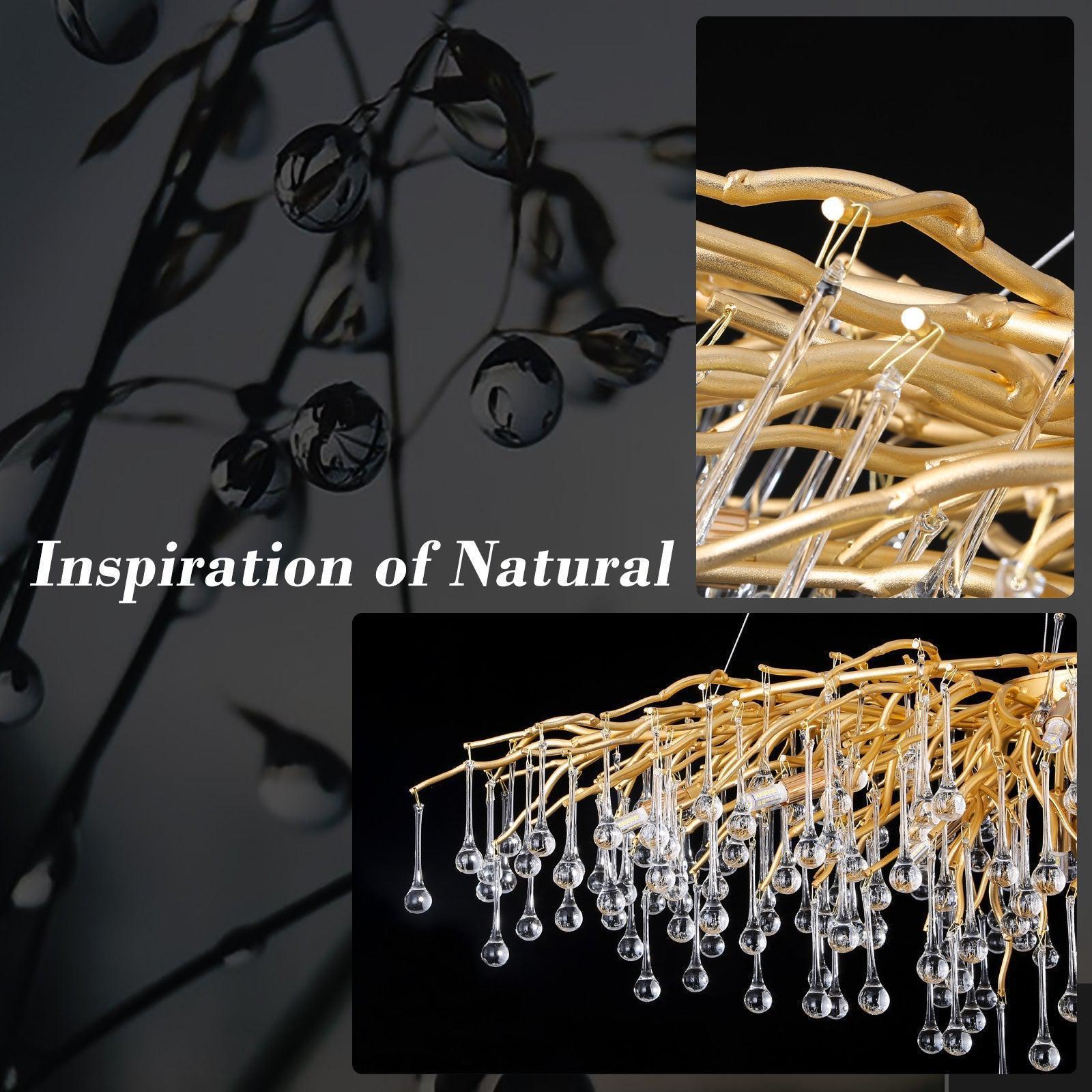 Doris Crystal Rectangular Branch Chandelier L45" - Joyfuzzy