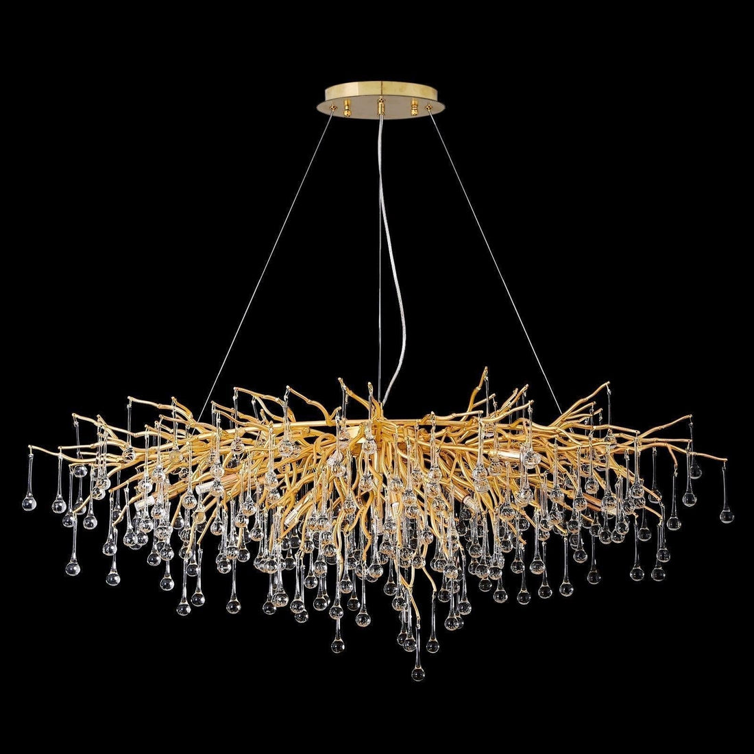 Doris Crystal Rectangular Branch Chandelier L45" - Joyfuzzy