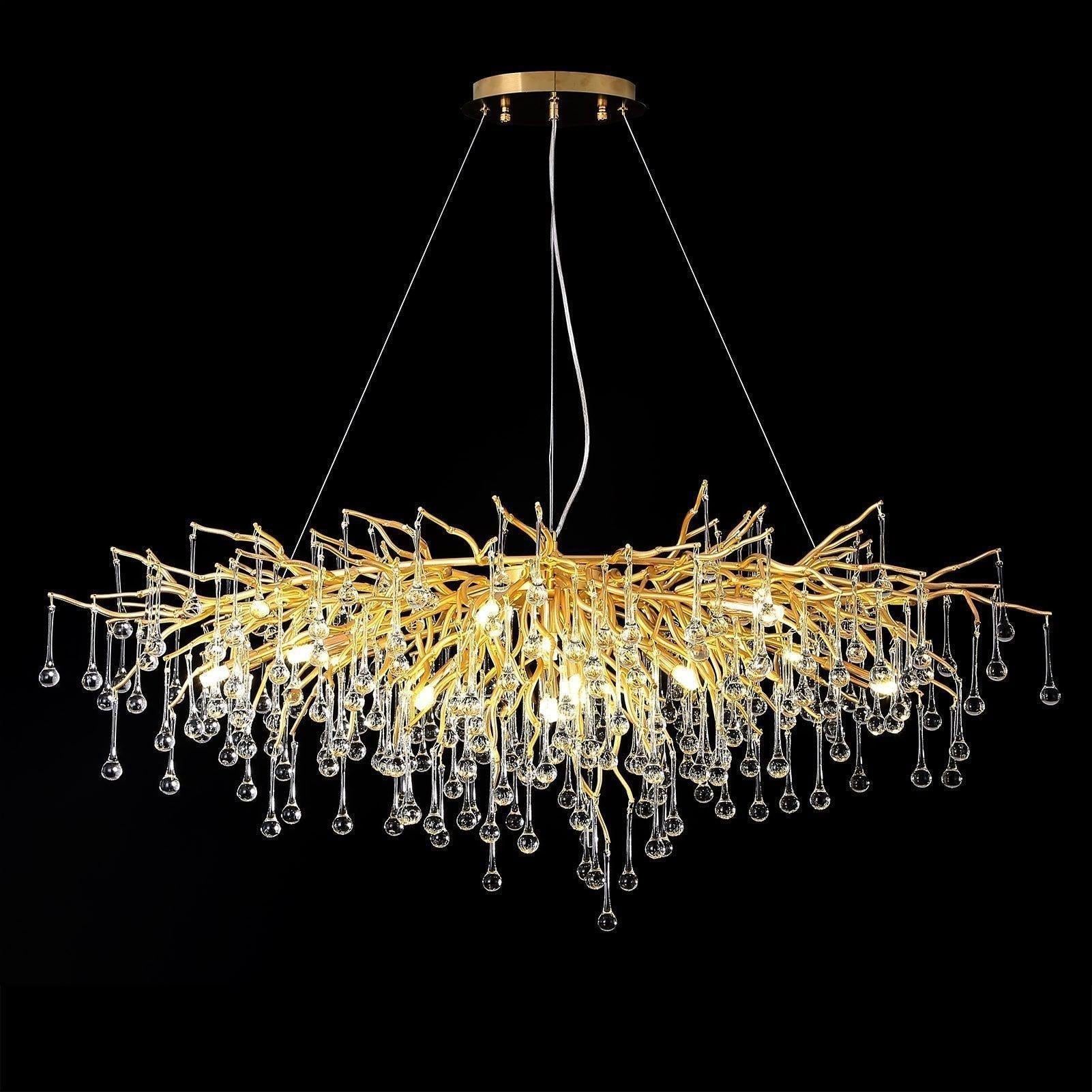 Doris Crystal Rectangular Branch Chandelier L45" - Joyfuzzy