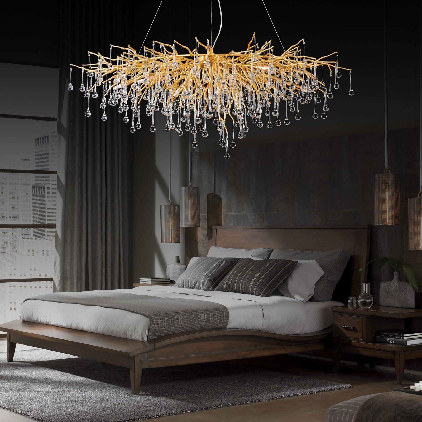 Doris Crystal Rectangular Branch Chandelier L45" - Joyfuzzy