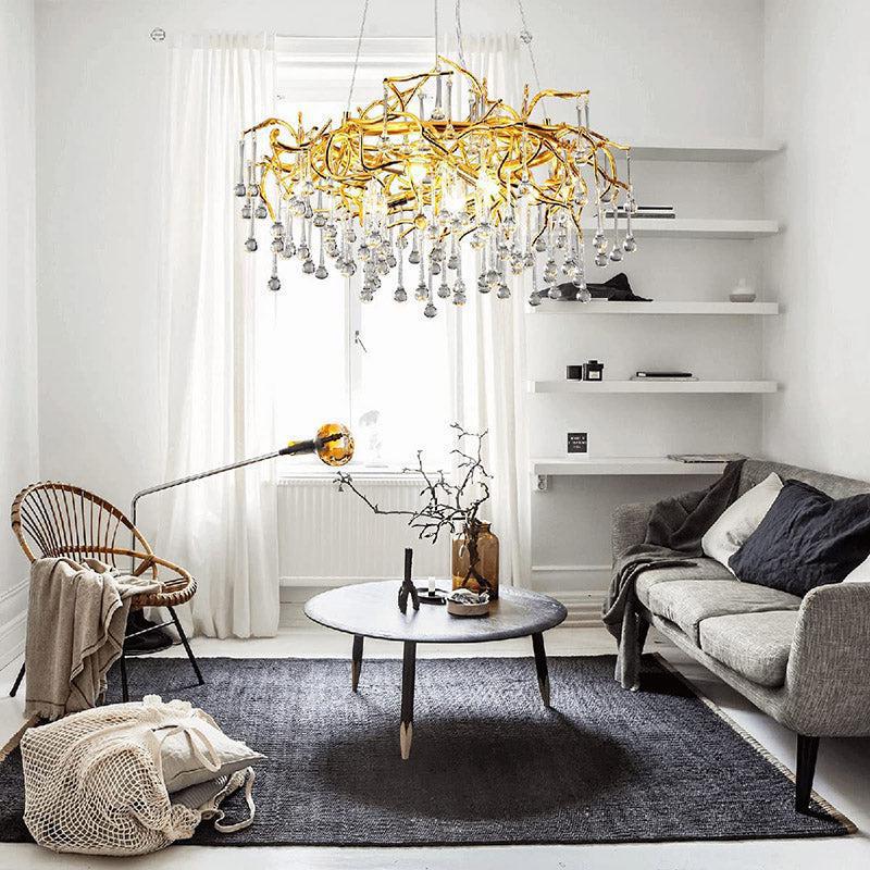 Doris Crystal Round Branch Chandelier 23.5"D Gold - Joyfuzzy