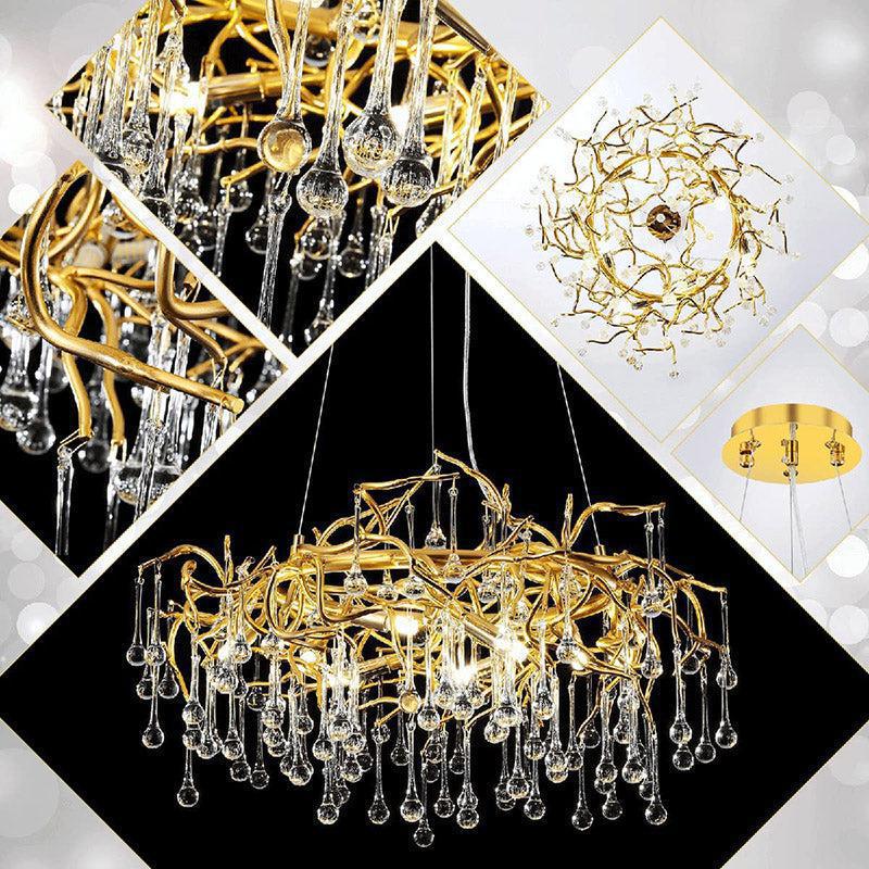 Doris Crystal Round Branch Chandelier 23.5"D Gold - Joyfuzzy