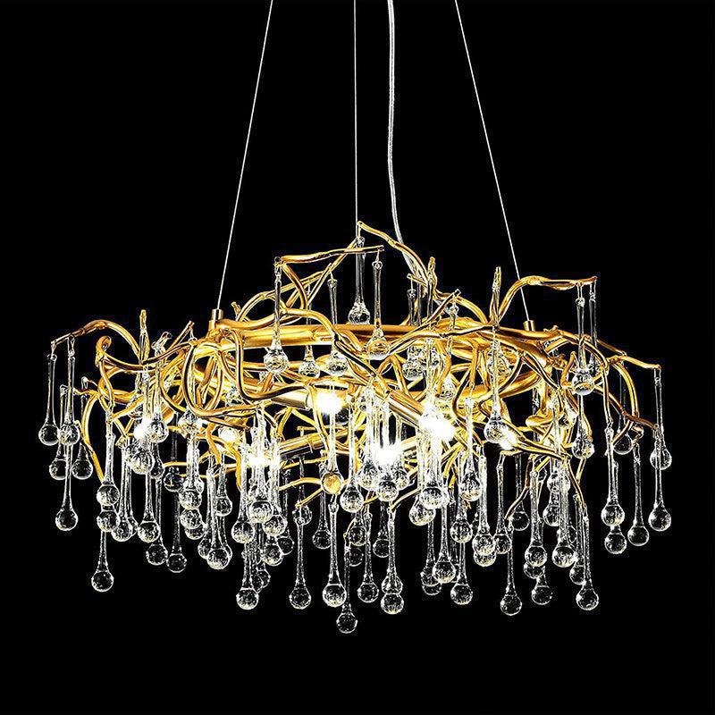 Doris Crystal Round Branch Chandelier 23.5"D Gold - Joyfuzzy