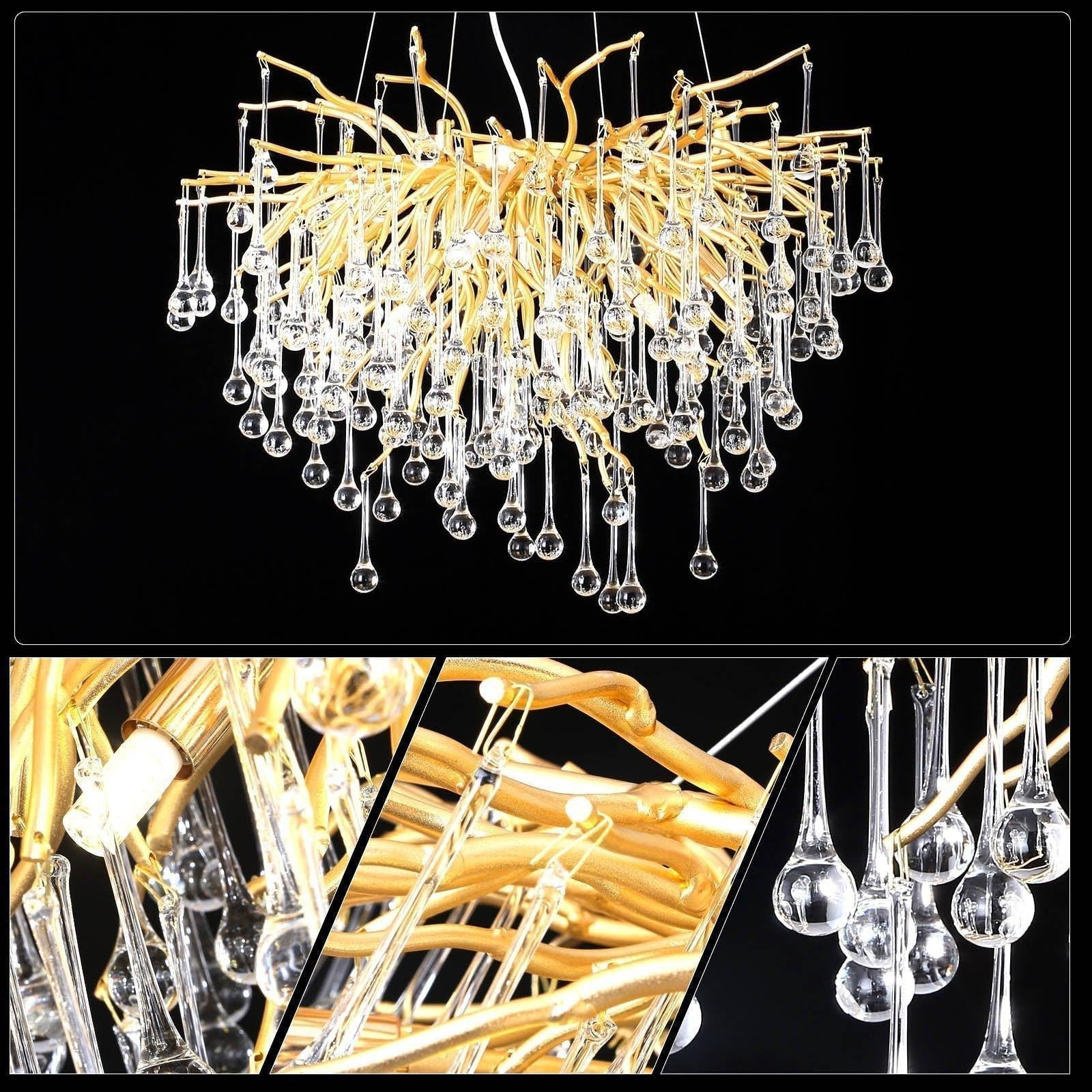 Doris Rain Branch Chandelier 23.5"D Gold - Joyfuzzy