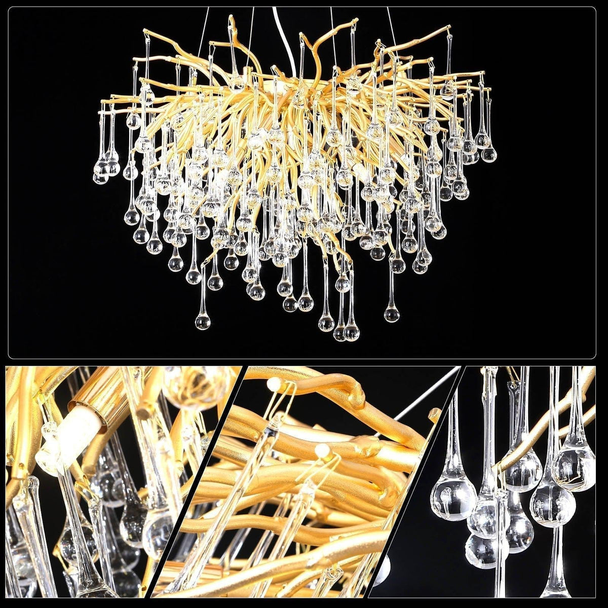 Doris Rain Branch Chandelier 23.5"D Gold - Joyfuzzy