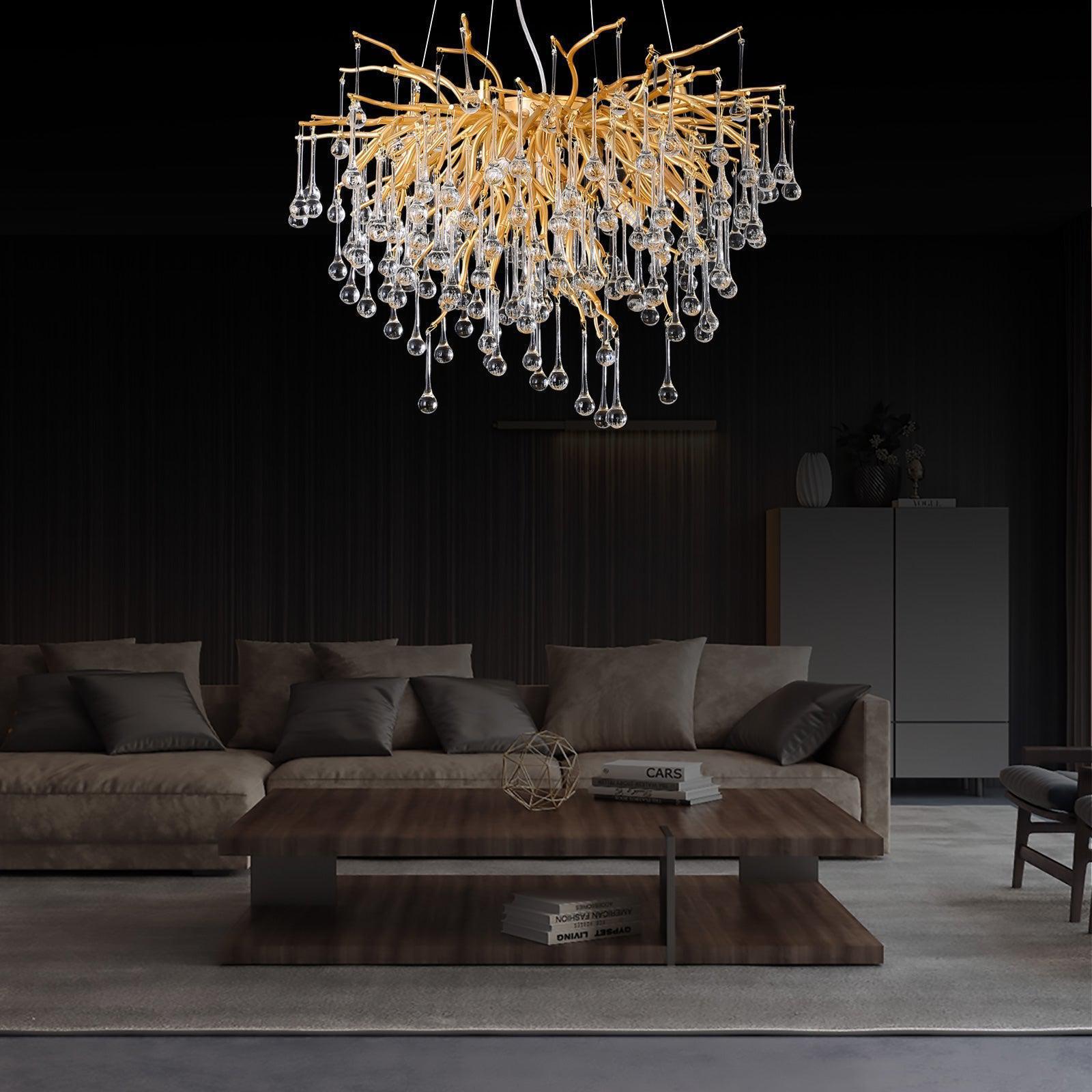 Doris Rain Branch Chandelier 23.5"D Gold - Joyfuzzy