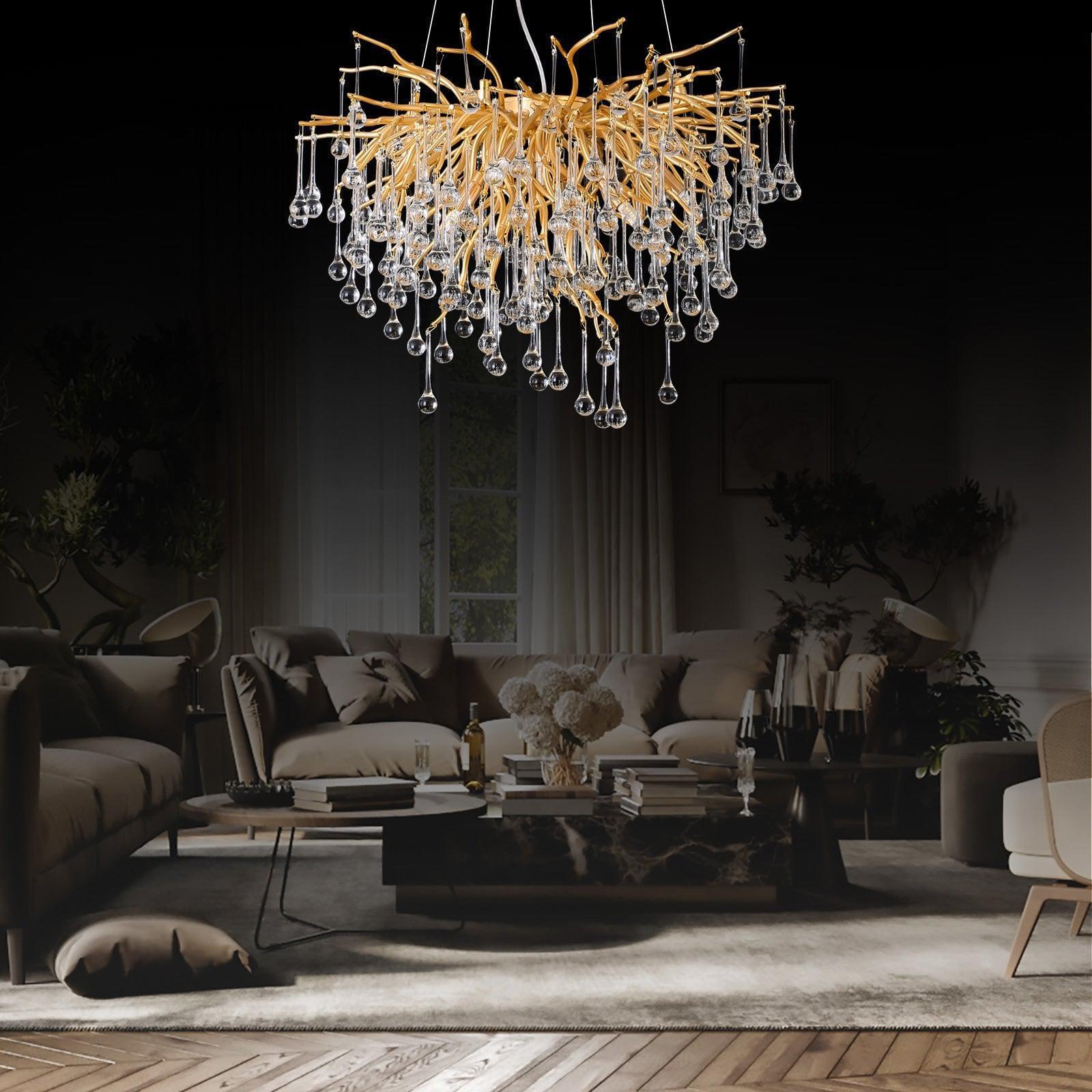 Doris Rain Branch Chandelier 23.5"D Gold - Joyfuzzy