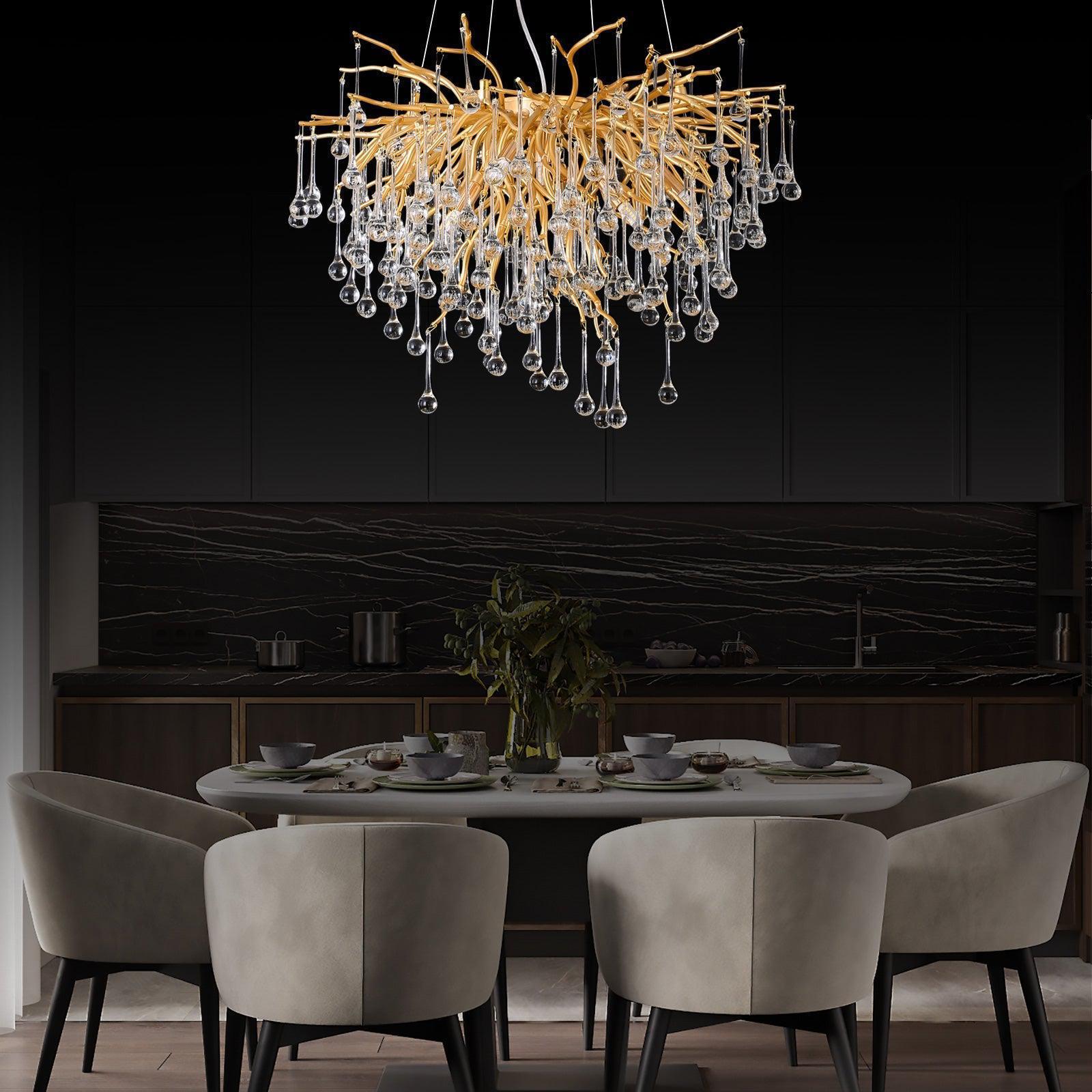 Doris Rain Branch Chandelier 23.5"D Gold - Joyfuzzy