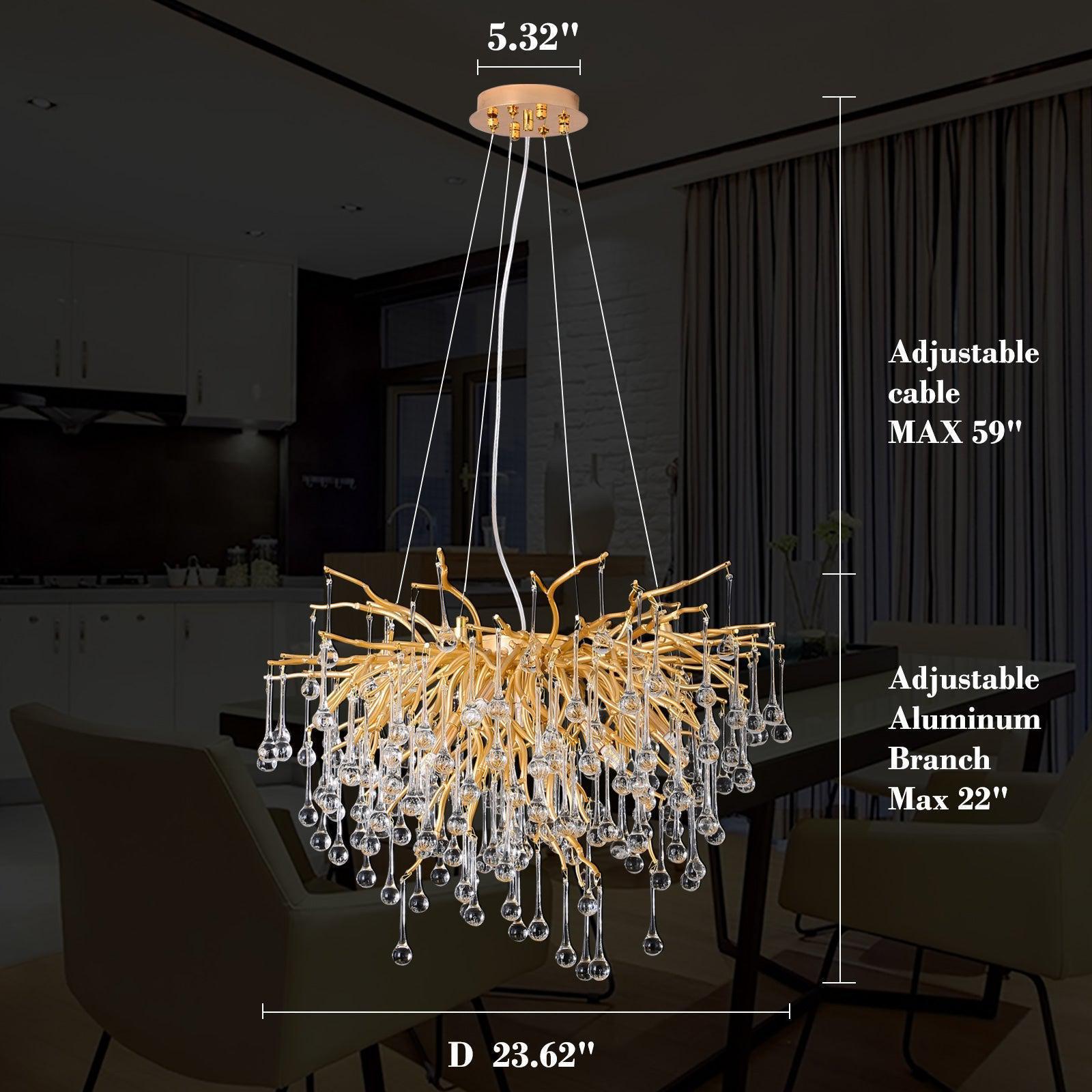 Doris Rain Branch Chandelier 23.5"D Gold - Joyfuzzy