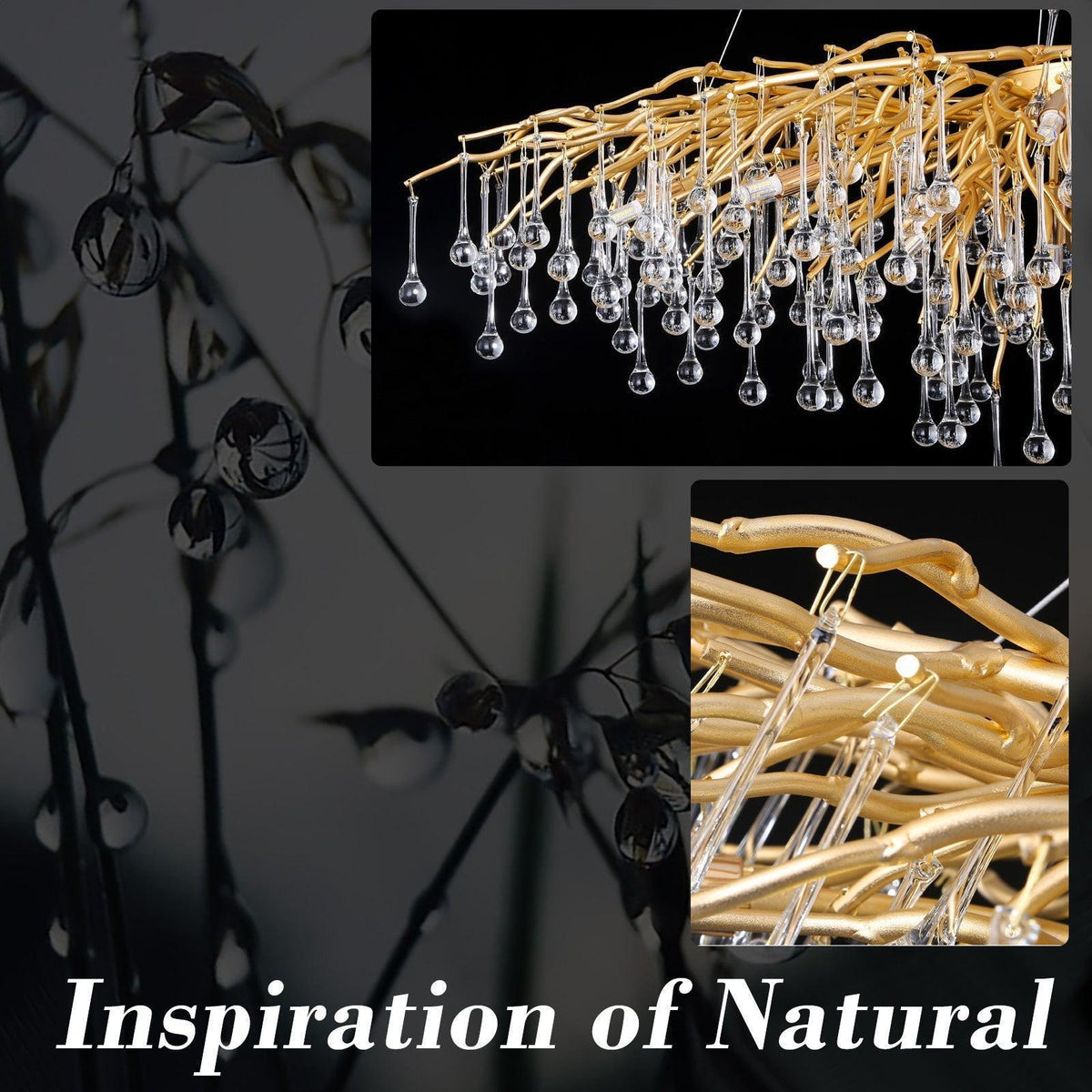 Doris Rain Branch Chandelier 23.5"D Gold - Joyfuzzy