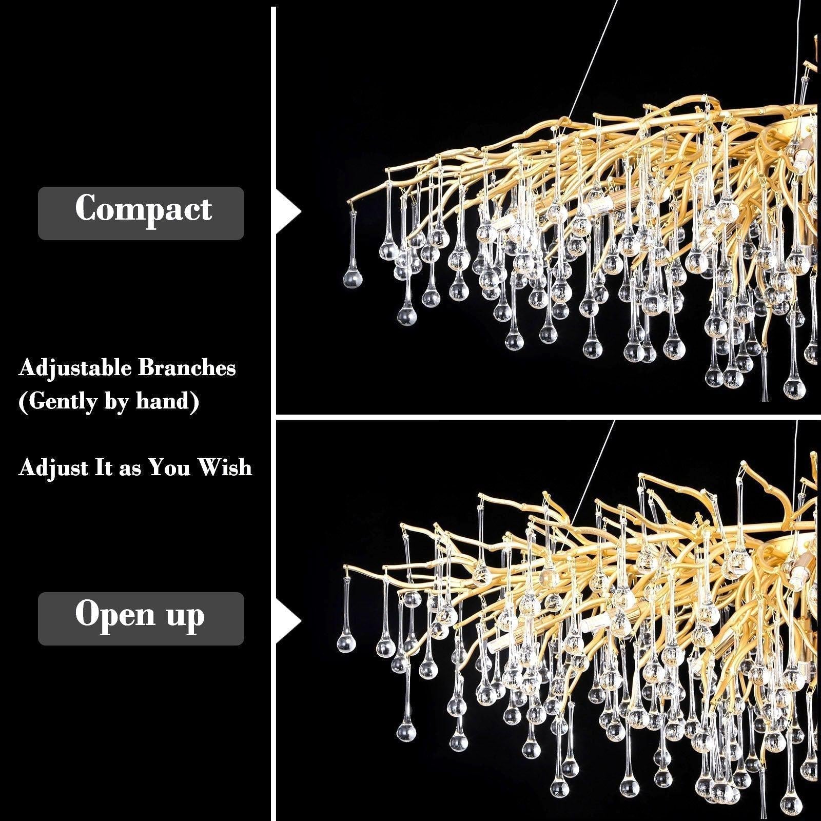 Doris Rain Branch Chandelier 23.5"D Gold - Joyfuzzy