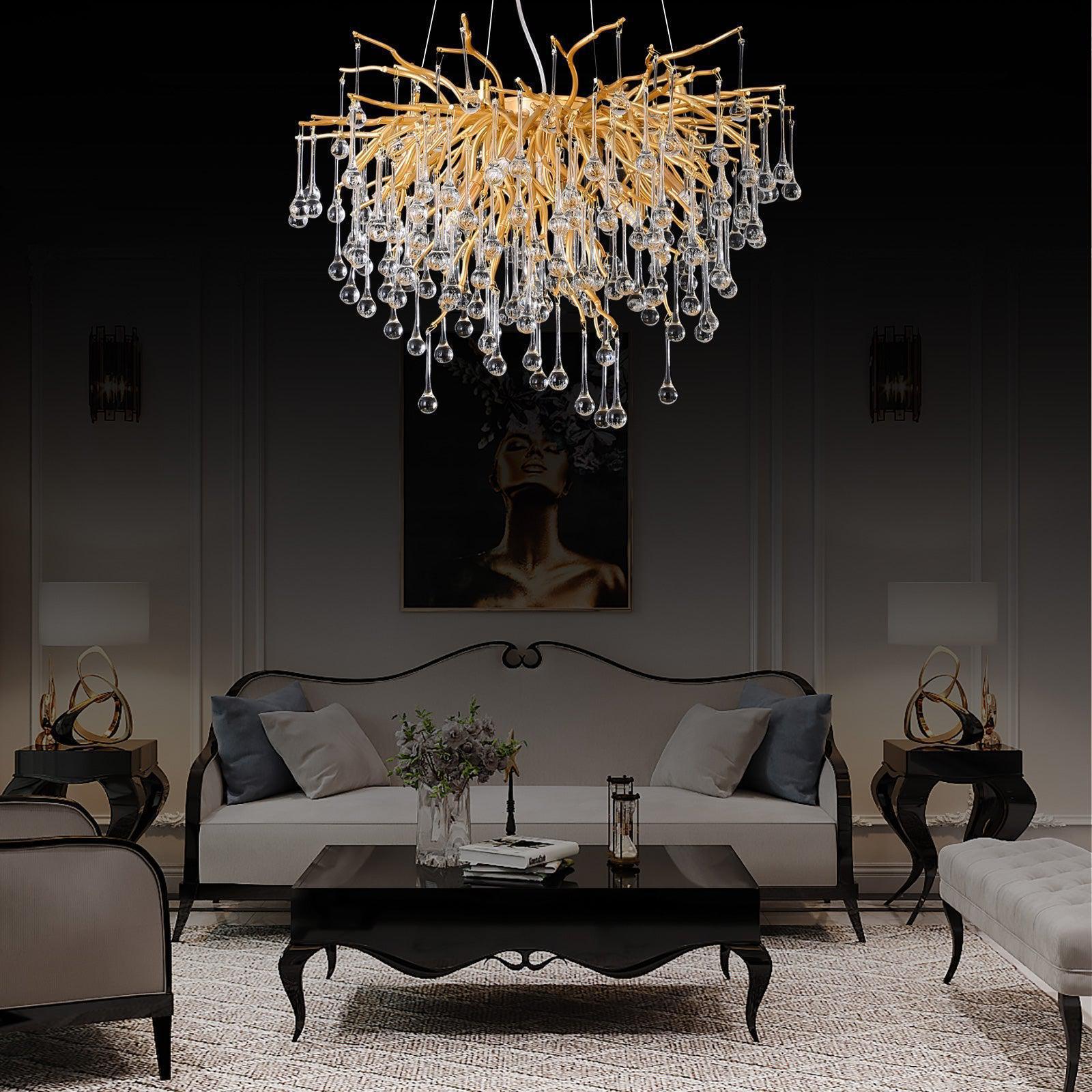 Doris Rain Branch Chandelier 23.5"D Gold - Joyfuzzy