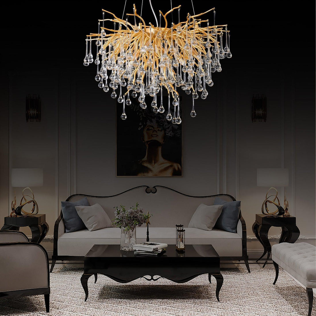 Doris Rain Branch Chandelier 23.5"D Gold - Joyfuzzy