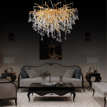 Doris Rain Branch Chandelier 23.5"D Gold - Joyfuzzy