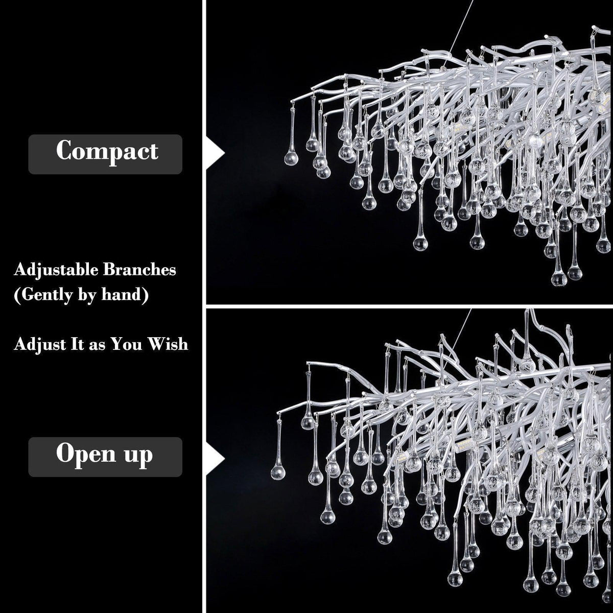Doris Rain Branch Chandelier Dia 23.5" Silver - Joyfuzzy