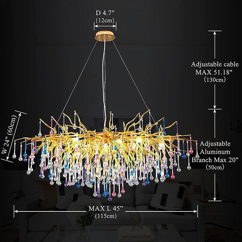 Doris Rain Crystal Branch Chandelier 54"L - Joyfuzzy