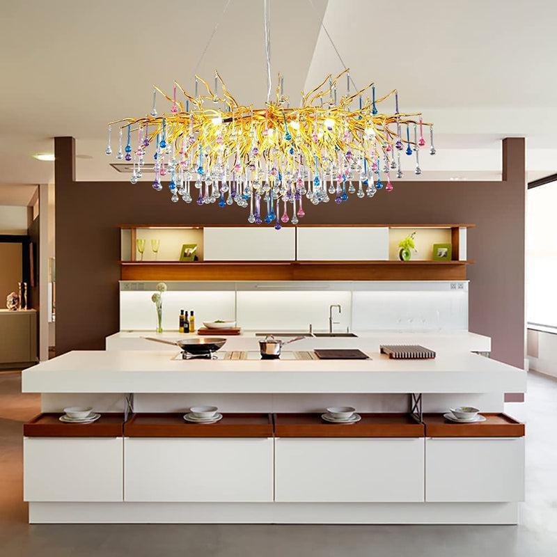 Doris Rain Crystal Branch Chandelier 54"L - Joyfuzzy